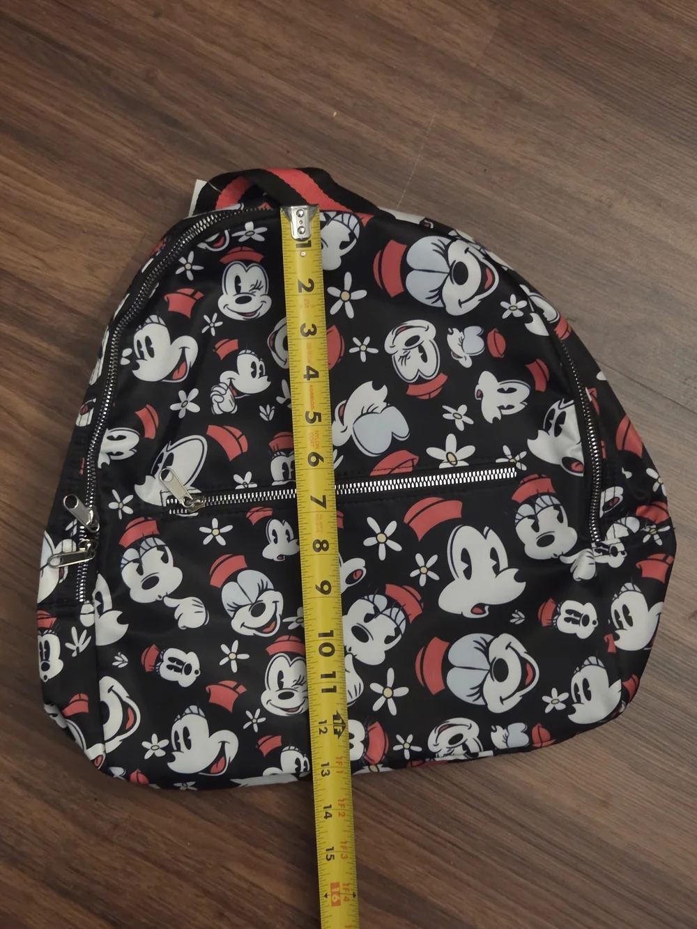 Disney Black Backpack with White Minnie Faces and Red Accents